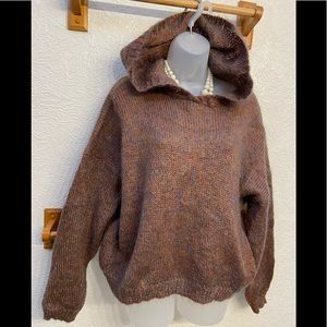 Mocha Hooded Mohair Sweater